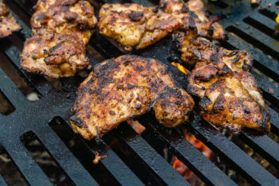 Grilled Jerk Marinated Chicken. (skinless - boneless leg meat) “VERY MOIST”